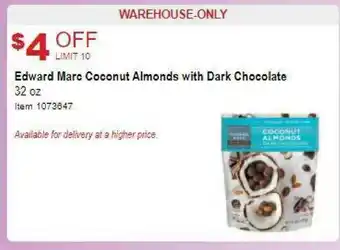 Costco Edward Marc Coconut Almonds With Dark Chocolate 32 Oz offer