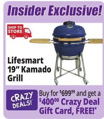 Ocean State Job Lot Lifesmart 19" kamado ceramic charcoal grill offer