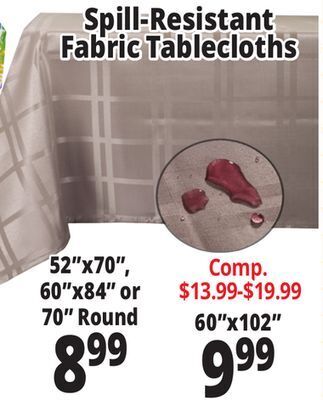 Ocean State Job Lot Spill-resistant fabric tablecloths offer