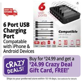 Ocean State Job Lot Poweroni 6-port usb charging dock offer