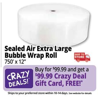 Ocean State Job Lot Sealed air extra large 750 ft. bubble wrap roll offer