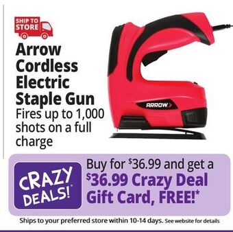 Ocean State Job Lot Arrow cordless electric staple gun offer