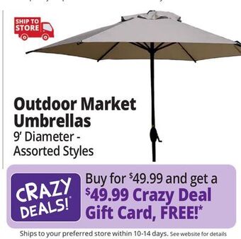 Ocean State Job Lot Outdoor market umbrellas offer