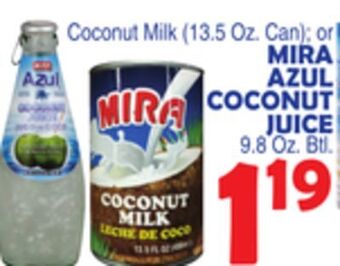 Bravo Supermarkets Mira azul coconut juice 9.8 oz. btl offer