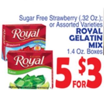 Bravo Supermarkets Royal gelatin mix 1.4 oz. boxes offer