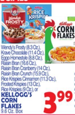 Bravo Supermarkets Kellogg's corn flakes 9.6 oz. box offer