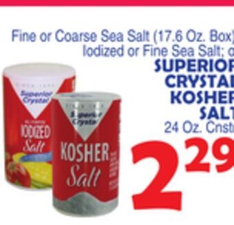 Bravo Supermarkets Superior crystal kosher salt 24 oz. cnstr offer