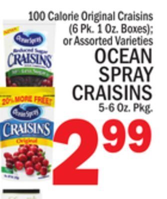 C Town Ocean spray craisins 5-6 oz. pkg. offer