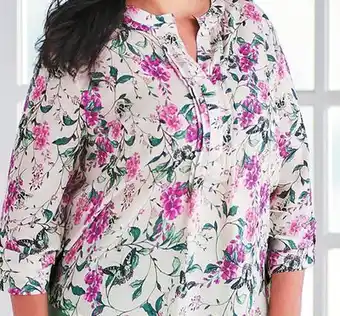 Boscov's Emaline roll-tab sleeve butterfly garden top offer