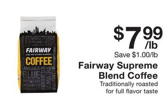 Fairway Store Market Fairway supreme blend coffee offer