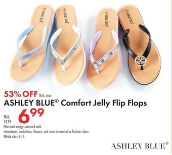 Boscov's Ashley blue® comfort jelly flip flops offer