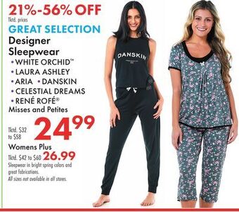 Boscov's Designer sleepwear offer