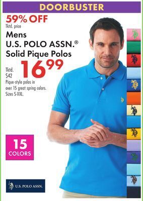 Boscov's Mens u.s. polo assn.® solid pique polos offer