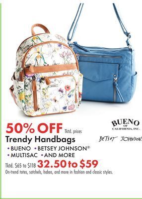 Boscov's Trendy handbags offer
