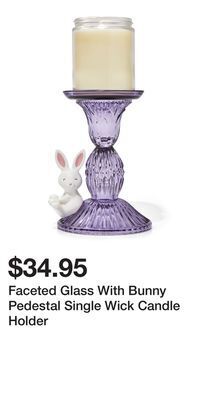 Bath & Body Works Faceted glass with bunny pedestal single wick candle holder offer