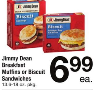 ACME Jimmy dean breakfast muffins or biscuit sandwiches offer