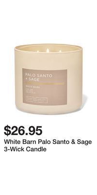 Bath & Body Works White barn palo santo & sage 3-wick candle offer