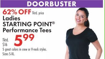 Boscov's Ladies starting point® performance tees offer