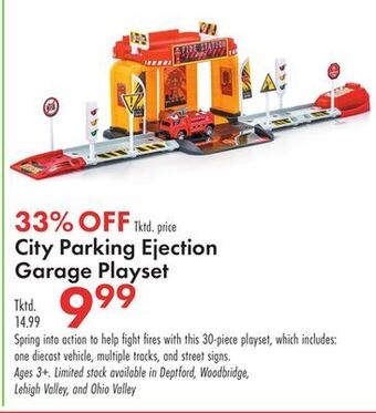 Boscov's City parking ejection garage playset offer