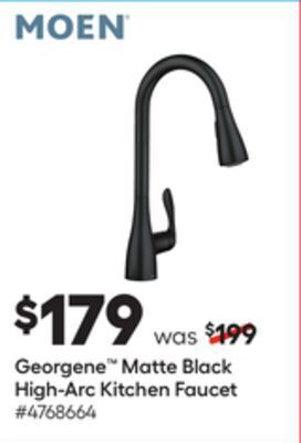 Lowe's Georgene™ matte black high-arc kitchen faucet offer
