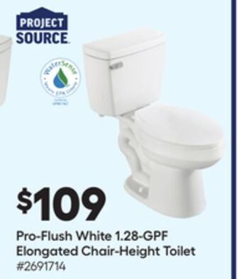 Lowe's Pro-flush white 1.28-gpf elongated chair-height toilet offer