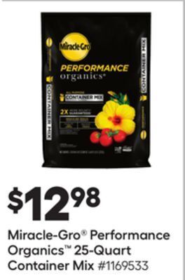 Lowe's Miracle-gro® performance organics™ 25-quart container mix offer