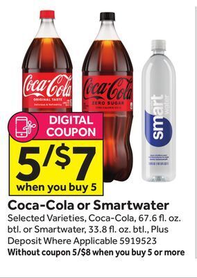Stop&Shop Coca-cola or smartwater offer