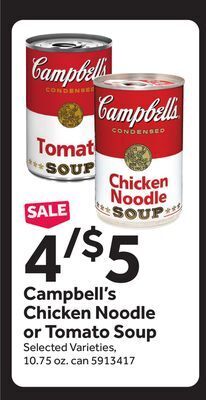 Stop&Shop Campbell's chicken noodle or tomato soup offer