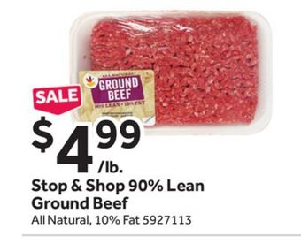 Stop&Shop Stop & shop 90% lean ground beef offer
