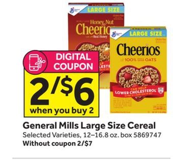 Stop&Shop General mills large size cereal offer