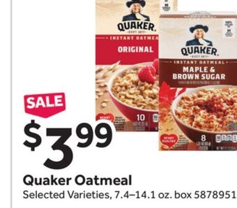 Stop&Shop Quaker oatmeal offer
