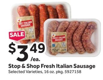 Stop&Shop Stop & shop fresh italian sausage offer