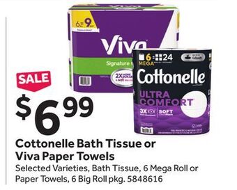 Stop&Shop Cottonelle bath tissue or viva paper towels offer