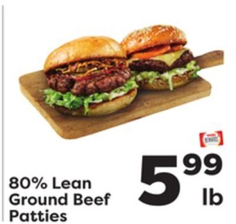 Weis Markets 80% lean ground beef patties offer