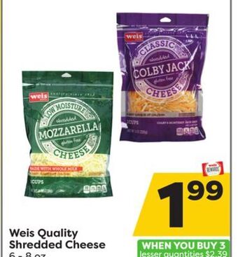 Weis Markets Weis quality shredded cheese offer