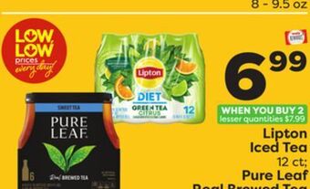 Weis Markets Lipton iced tea 12 ct pure leaf real brewed tea 6 ct. offer