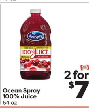 Weis Markets Ocean spray 100% juice offer