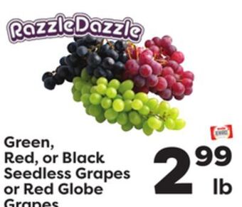 Weis Markets Green, red, or black seedless grapes or red globe grapes offer