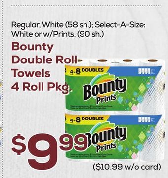 DeCicco & Sons Bounty double roll towels, 4 roll pkg offer