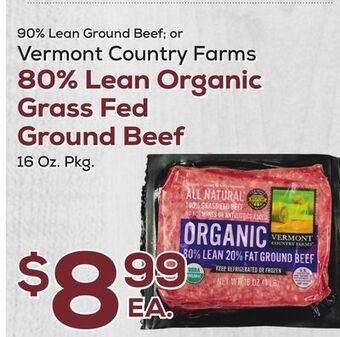 DeCicco & Sons Vermont country farms 80% lean organic grass fed ground beef offer