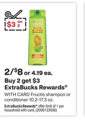 CVS Fructis shampoo or conditioner 10.2-17.3 oz. offer