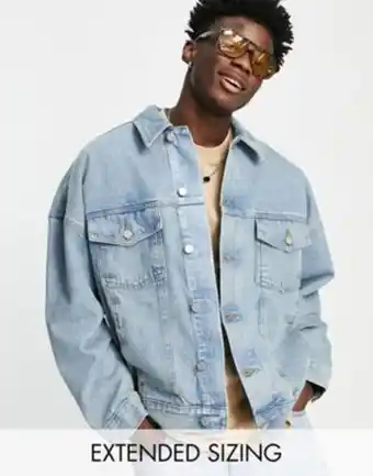 ASOS Asos design oversized denim jacket in tinted light wash blue offer