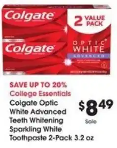 Kroger Colgate Optic White Advanced Teeth Whitening Sparkling White Toothopaste offer