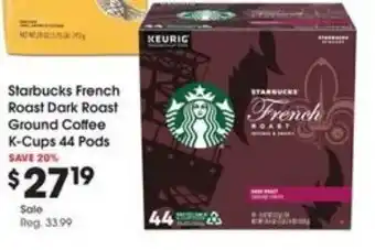 Kroger Starbucks French Roast Dark Roast Ground Coffee K-Cups 44 Pods offer
