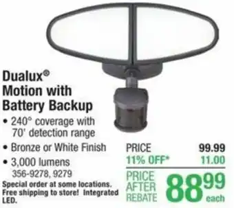Menards Dualux Motion With Battery Backup offer