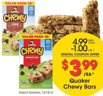 Kroger Quaker Chewy Bars offer