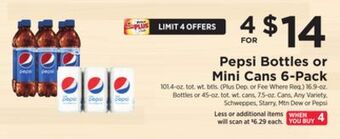ShopRite Bottles or mini cans 6-pack offer