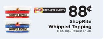 ShopRite Whipped topping offer