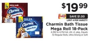 ShopRite Bath tissue mega roll 18-pack offer
