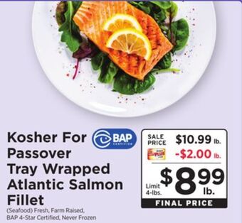 ShopRite Kosher for passover tray wrapped atlantic salmon fillet offer